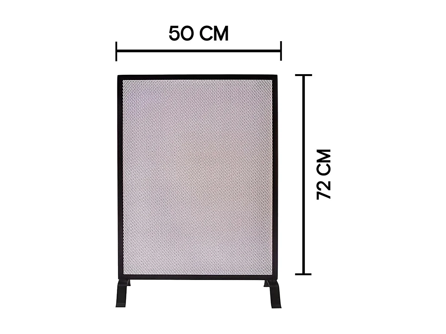 Grille de Protection, Pare-feu pour cheminée, en Fer forgé couleur Noir - Hauteur 72 x Longueur 50 cm
