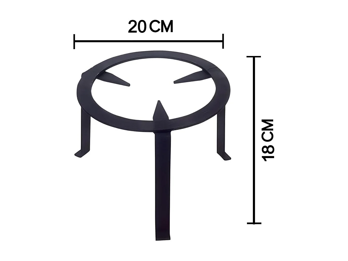 Trépied pour cheminée feux, réchaud en fer forgé couleur Noir - Hauteur 18 x Ø 20 cm
