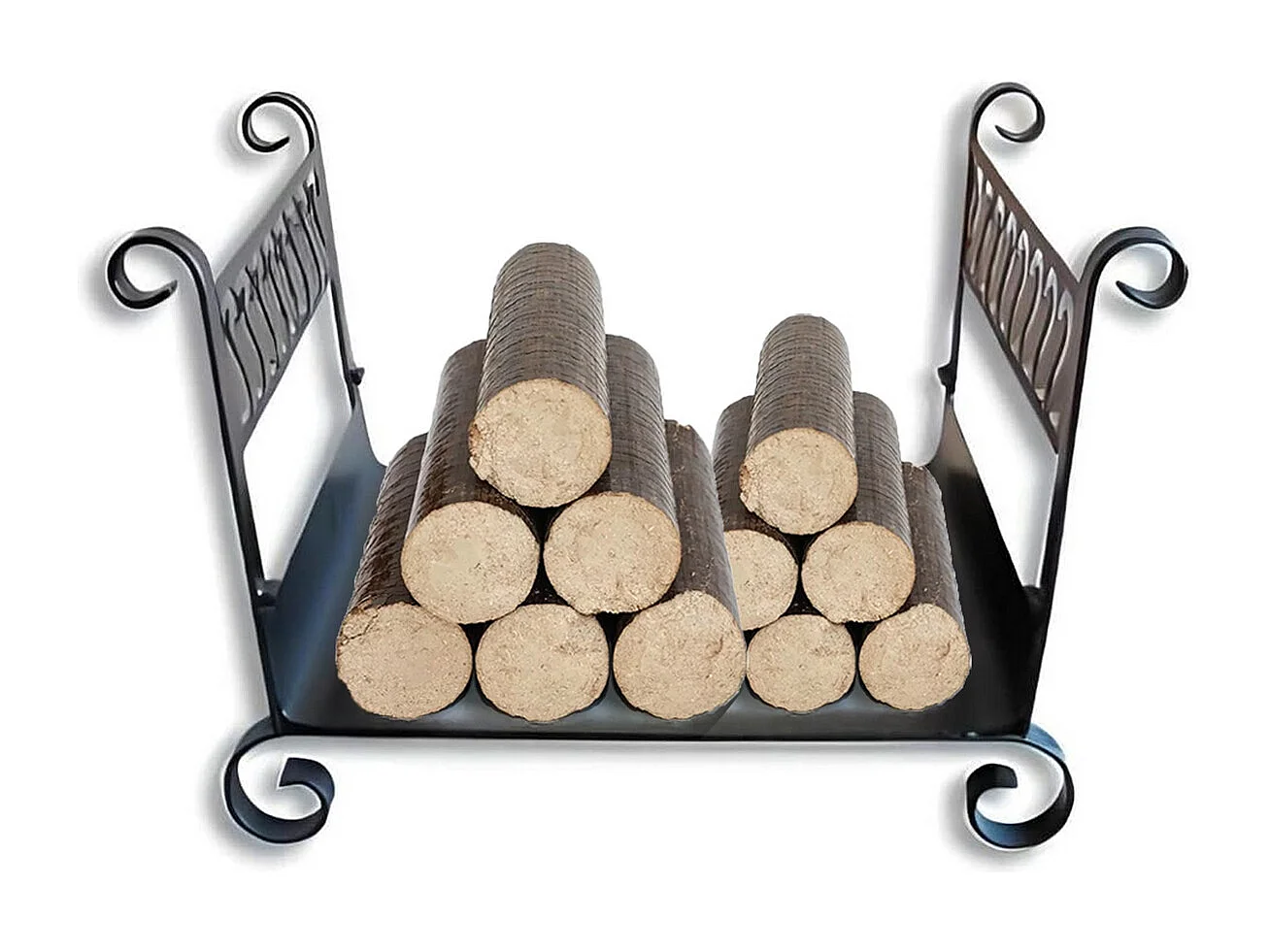Panier à bûches de cheminée  couleur Noir , porte, range bûches en Fer forgé - 60 x 45 x Largeur 50 cm