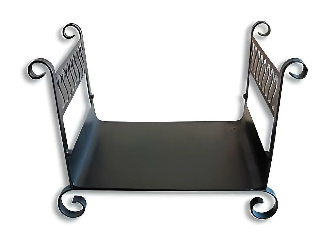 Panier à bûches de cheminée  couleur Noir , porte, range bûches en Fer forgé - 60 x 45 x Largeur 50 cm