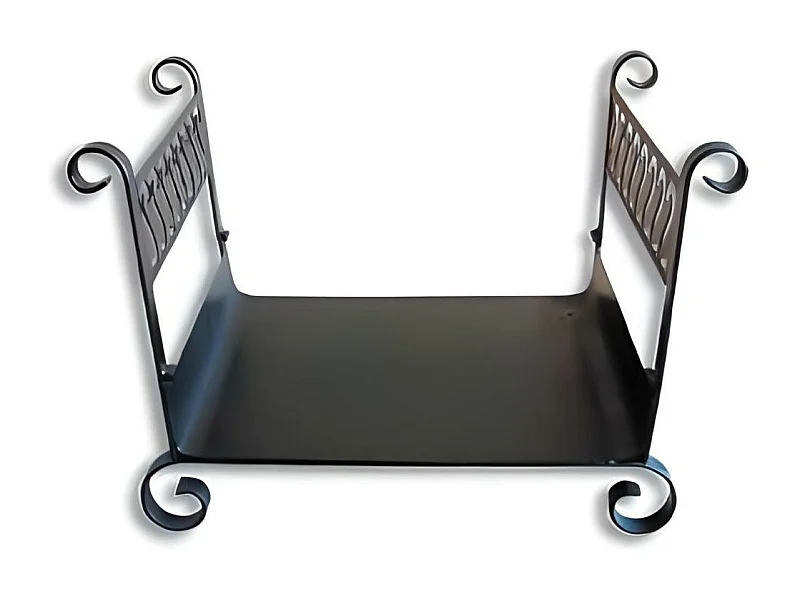 Panier à bûches de cheminée  couleur Noir , porte, range bûches en Fer forgé - 60 x 45 x Largeur 50 cm