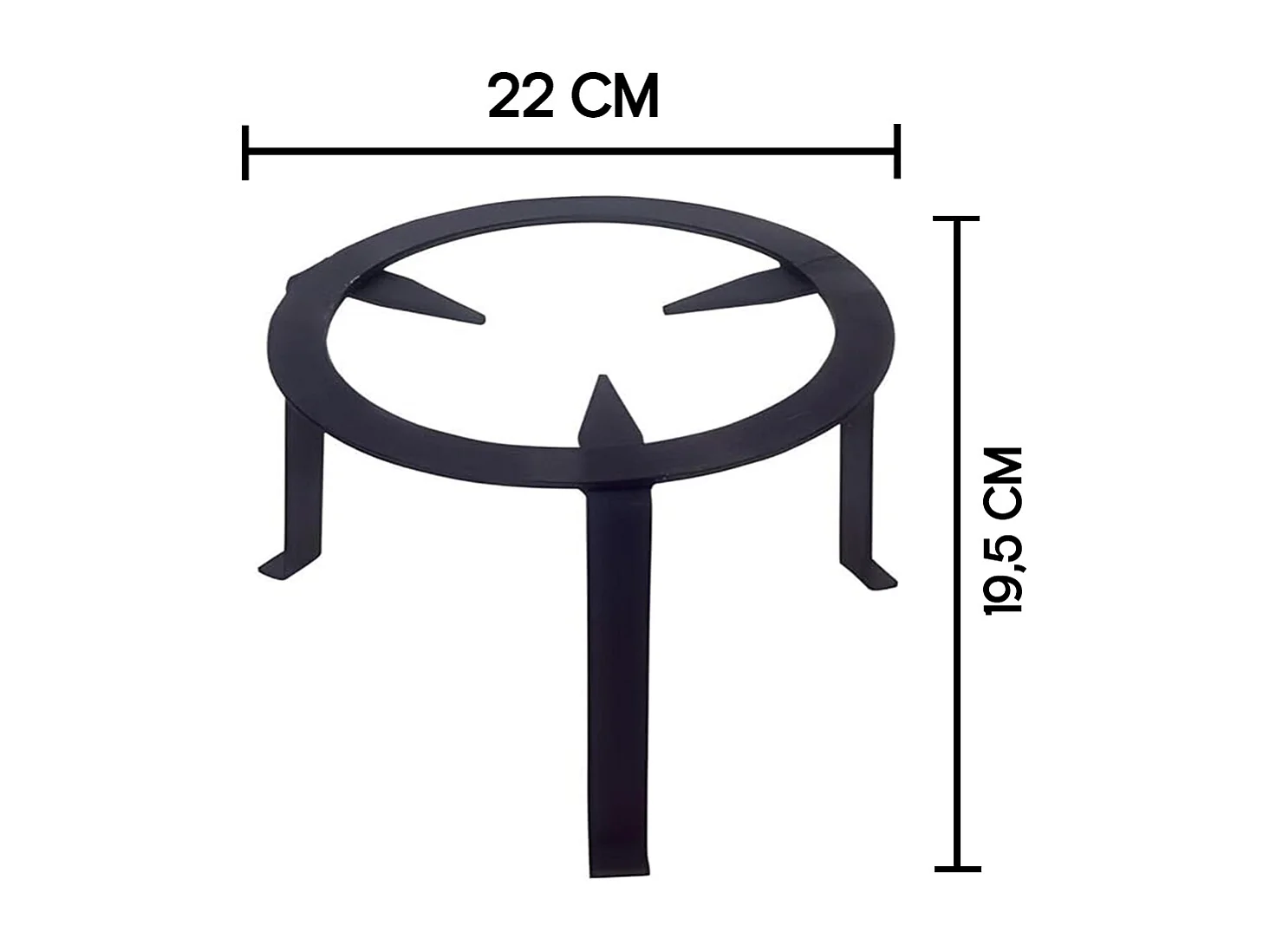 Trépied pour cheminée feux, réchaud, en fer forgé couleur Noir - Hauteur 19,5 x Ø 22 cm