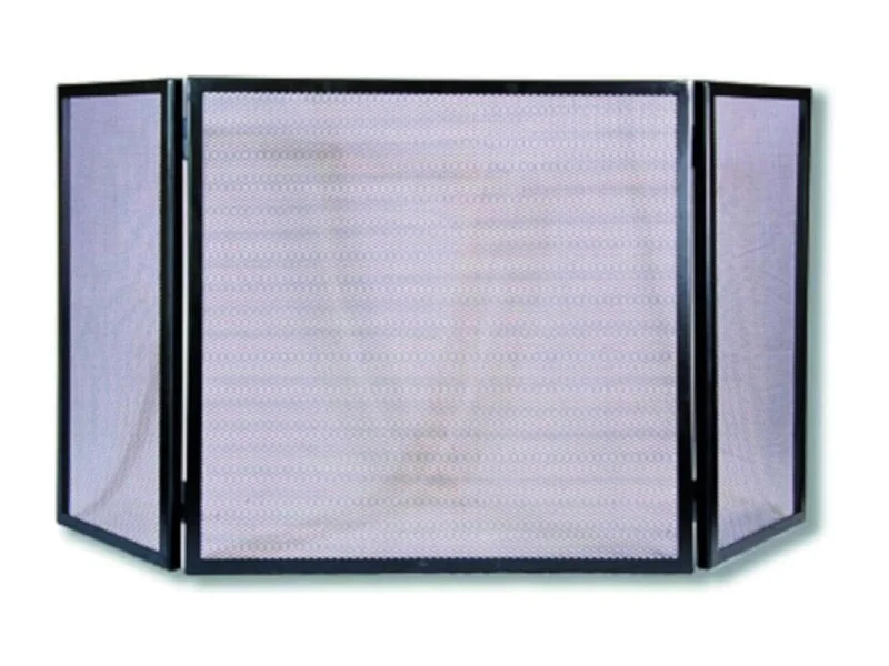 Grille de Protection,Pare-feu pour cheminée, modèle 3 panneaux en Fer forgé couleur Noir - Hauteur 64 x Longueur 66 x Largeur 32 cm