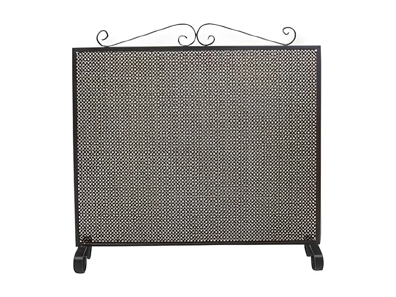 Grille de Protection, Pare-feu pour cheminée, en Fer forgé couleur Noir - Hauteur 64 x Longueur 66,5 cm
