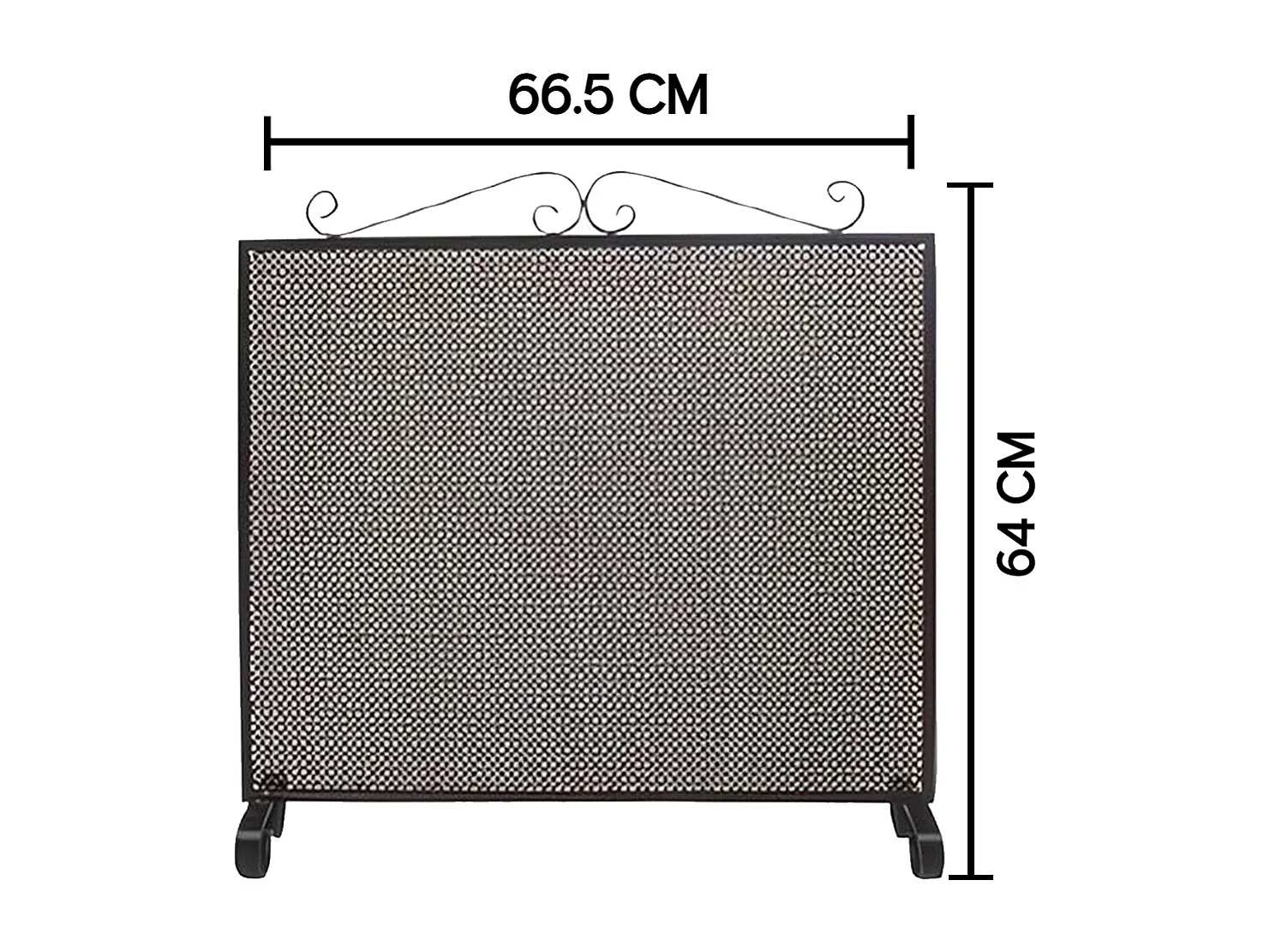 Grille de Protection, Pare-feu pour cheminée, en Fer forgé couleur Noir - Hauteur 64 x Longueur 66,5 cm