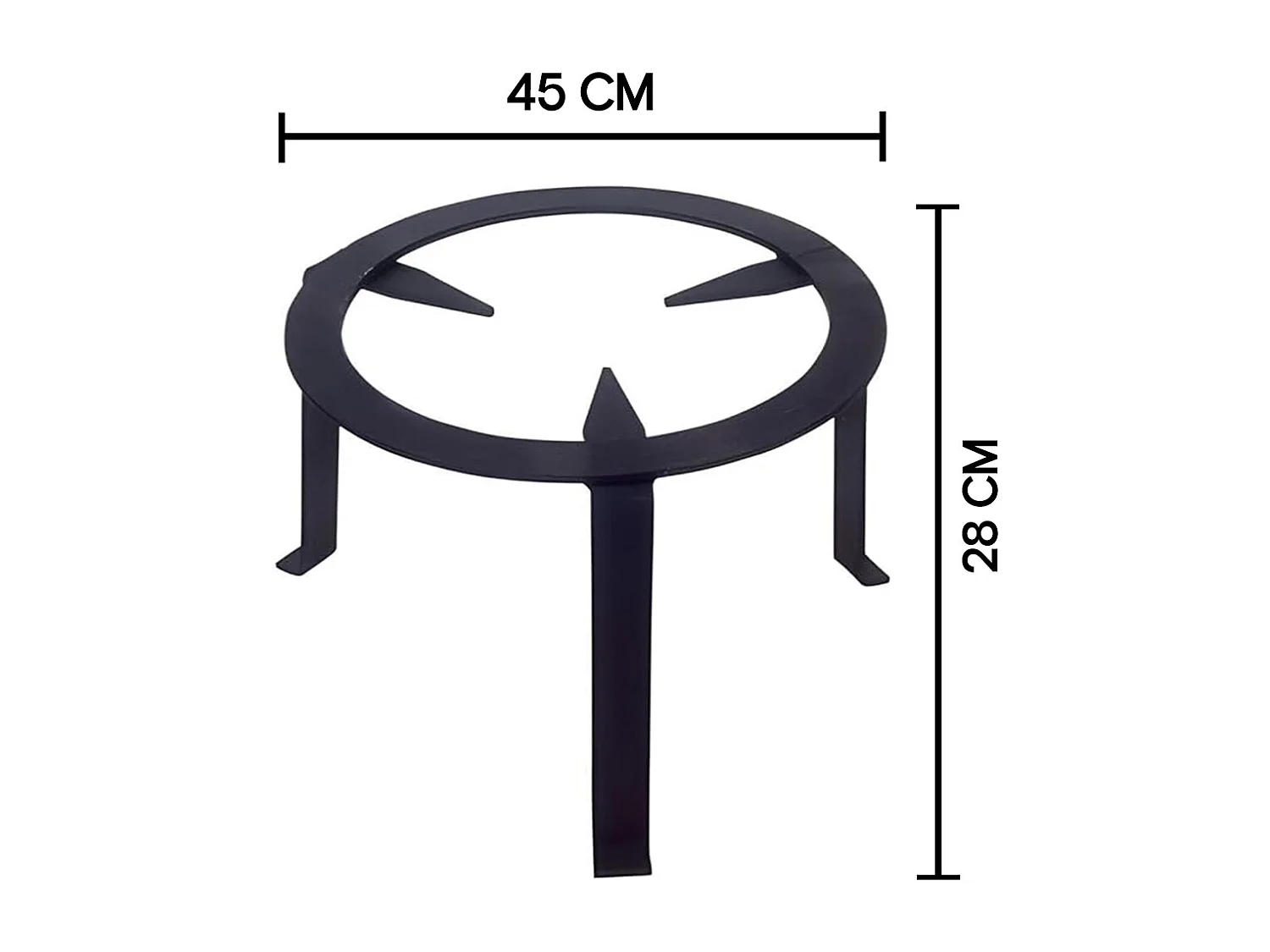 Trépied pour cheminée feux, réchaud, en fer forgé couleur Noir - Hauteur 28 x Ø 45 cm