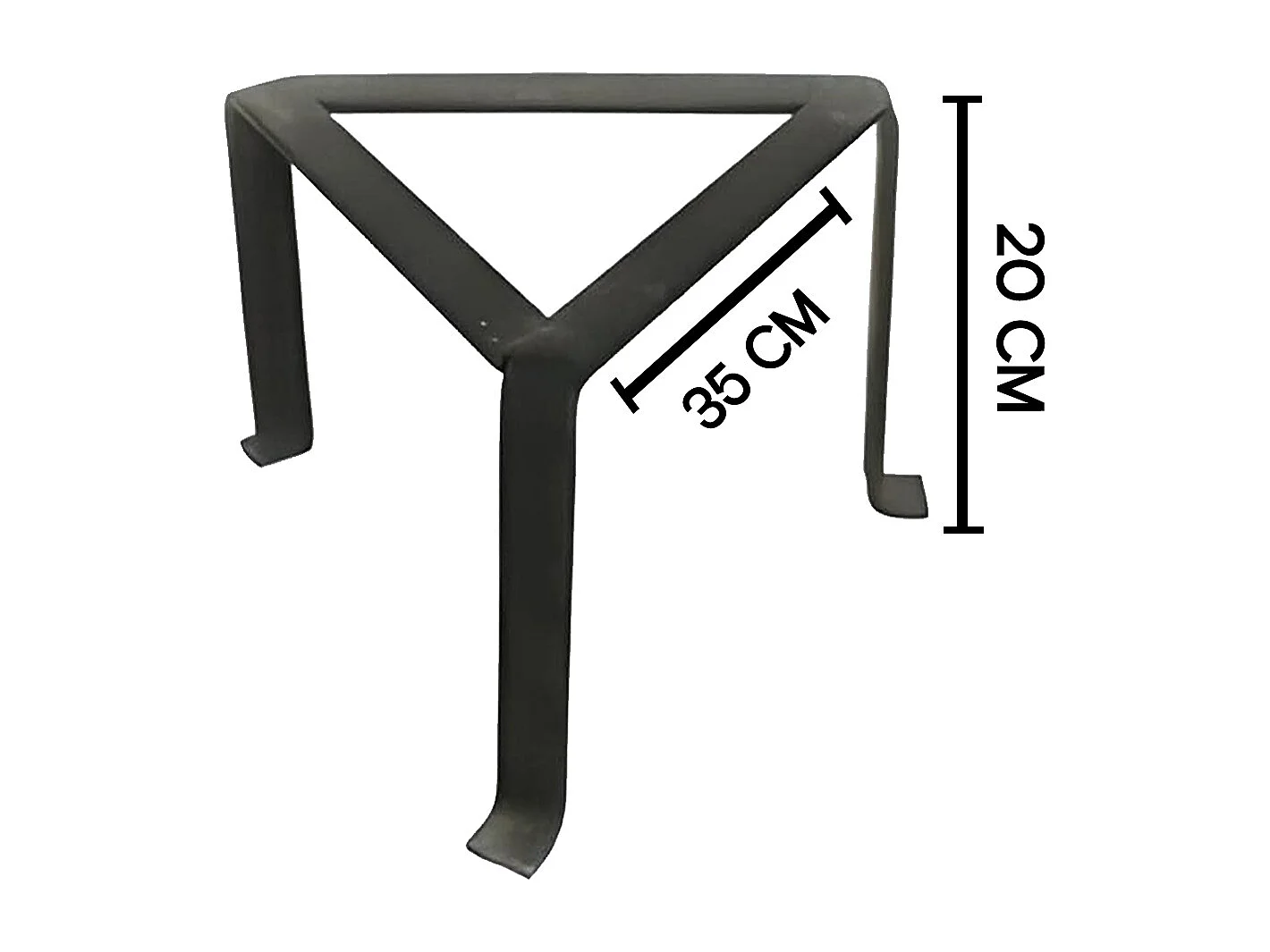 Trépied pour cheminée feux triangulaire, réchaud en fer forgé couleur Noir - Hauteur 20 x Côté 35 cm