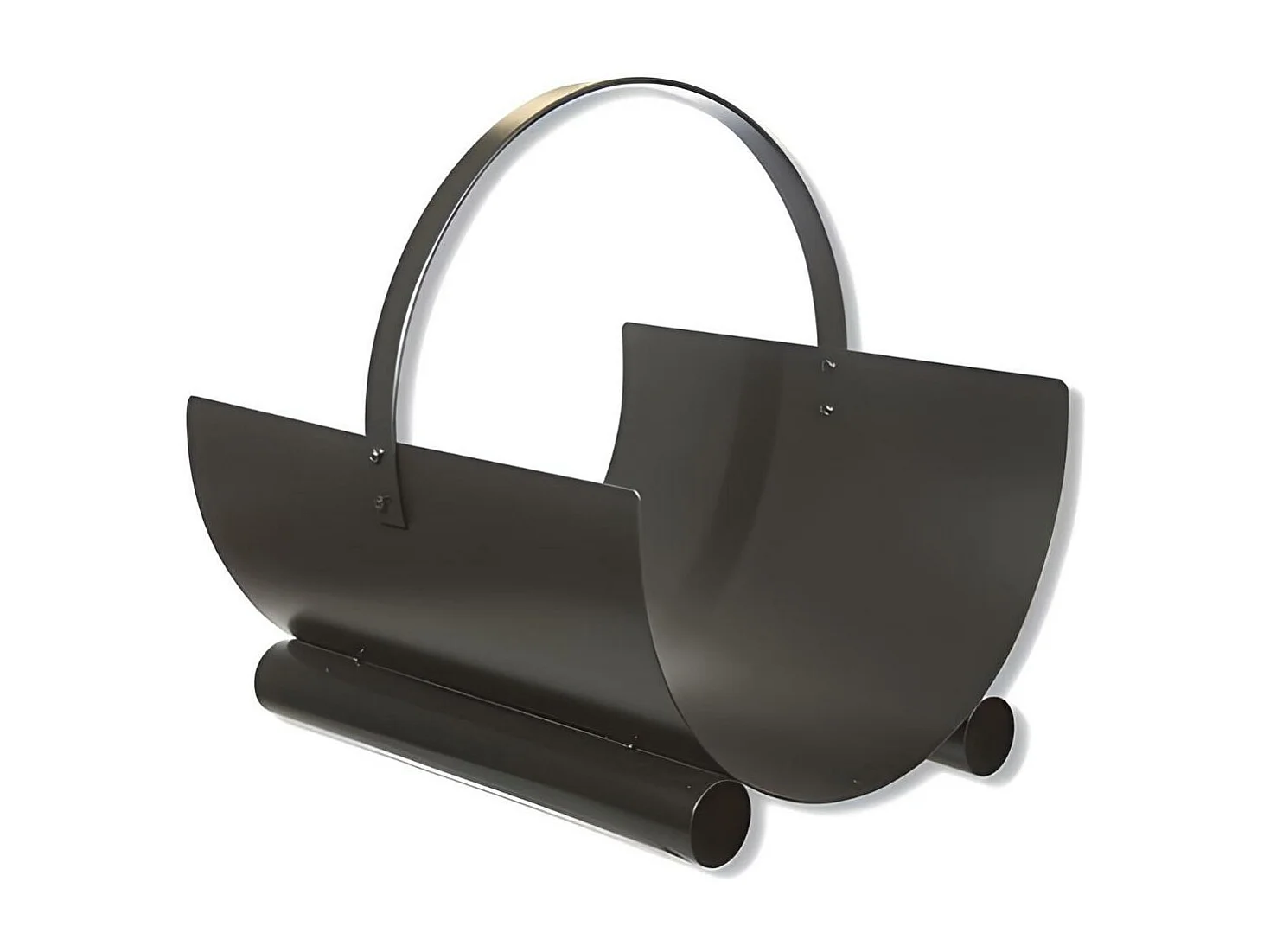 Panier à bûches de cheminée couleur Noir, porte, range bûches en Fer forgé - Hauteur 23 x Longueur 40 x Largeur 40 cm