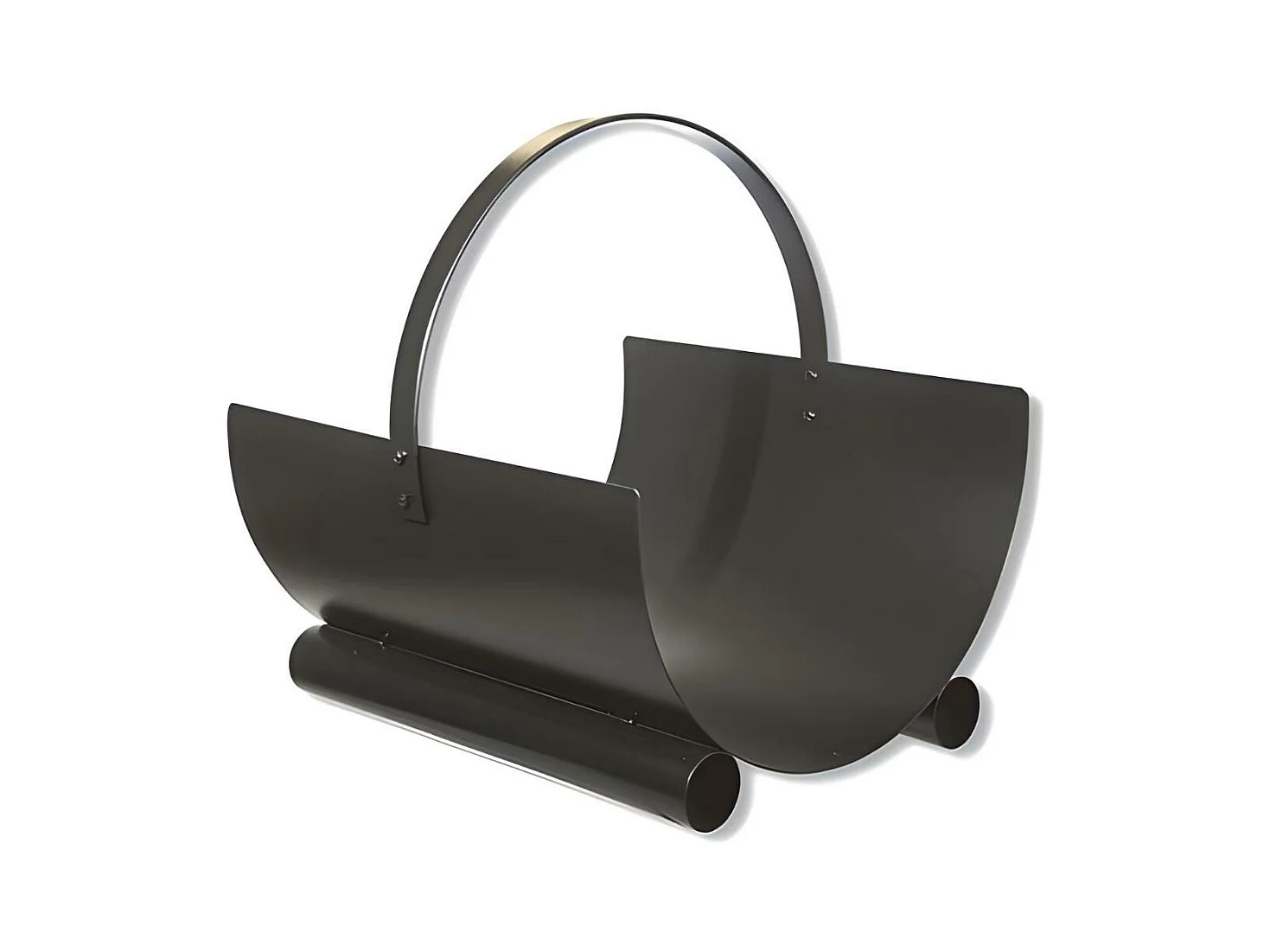 Panier à bûches de cheminée couleur Noir, porte, range bûches en Fer forgé - Hauteur 23 x Longueur 40 x Largeur 40 cm