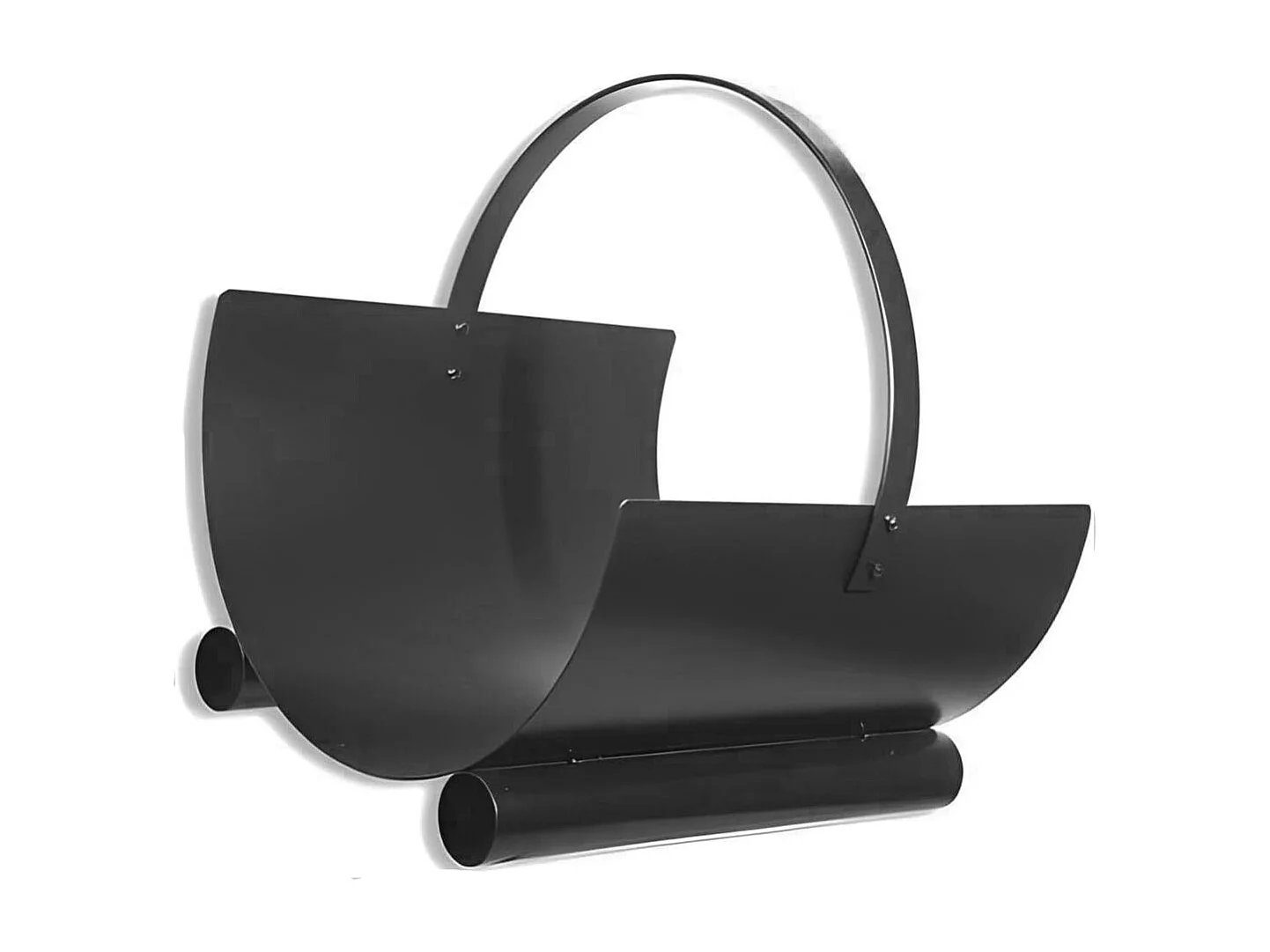 Panier à bûches de cheminée couleur Noir, porte, range bûches en Fer forgé - Hauteur 23 x Longueur 40 x Largeur 40 cm