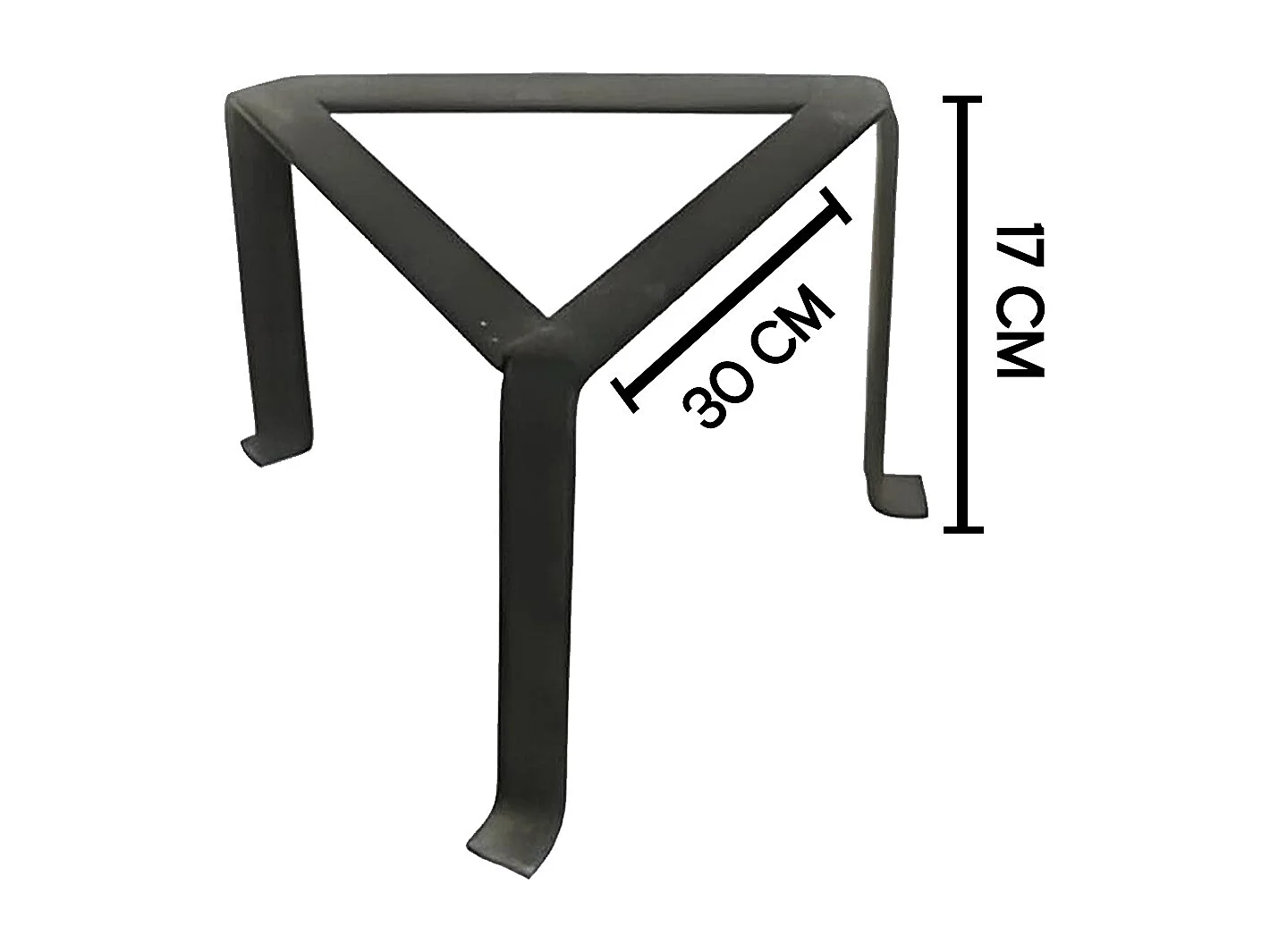Trépied pour cheminée feux triangulaire, réchaud en fer forgé couleur Noir - Hauteur 17 x Côté 30 cm