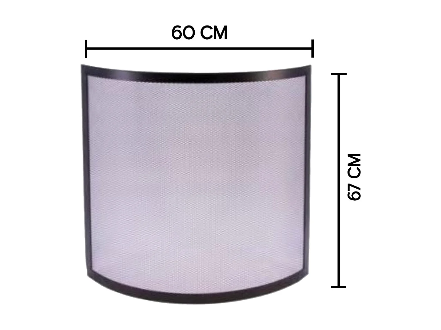 Grille de Protection, Pare-feu pour cheminée,  courbe en Fer forgé couleur Noir - Hauteur 67 x Longueur 60 cm