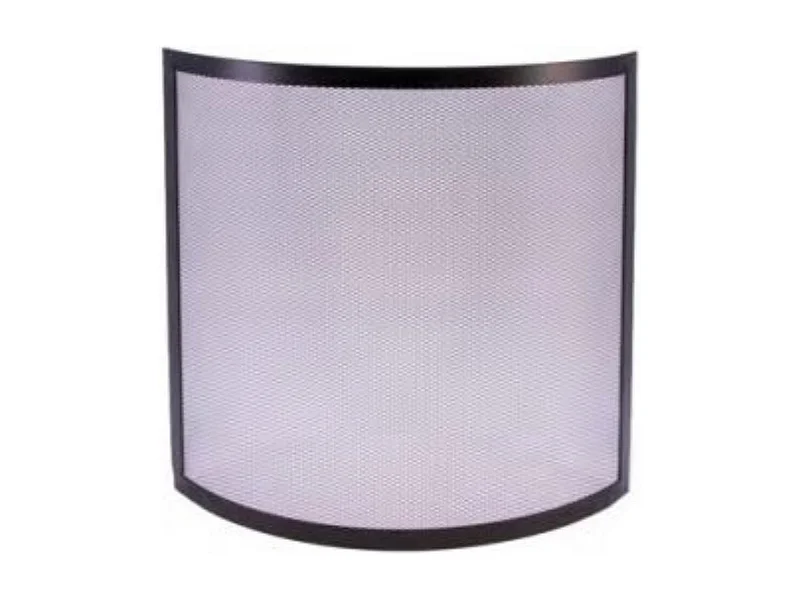 Grille de Protection, Pare-feu pour cheminée,  courbe en Fer forgé couleur Noir - Hauteur 67 x Longueur 60 cm