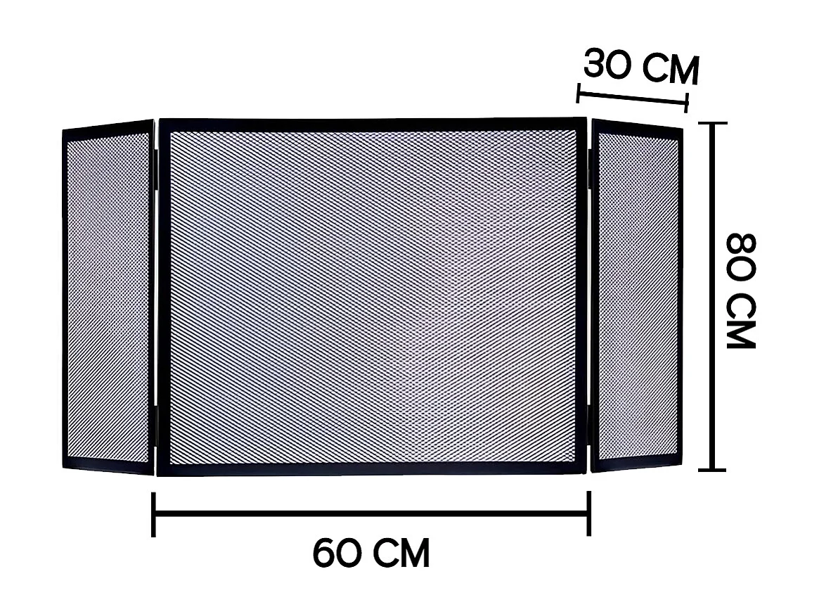 Grille de Protection, Pare-feu pour cheminée, en Fer forgé couleur Noir - Hauteur 80 x Longueur 60 x Largeur 30 cm