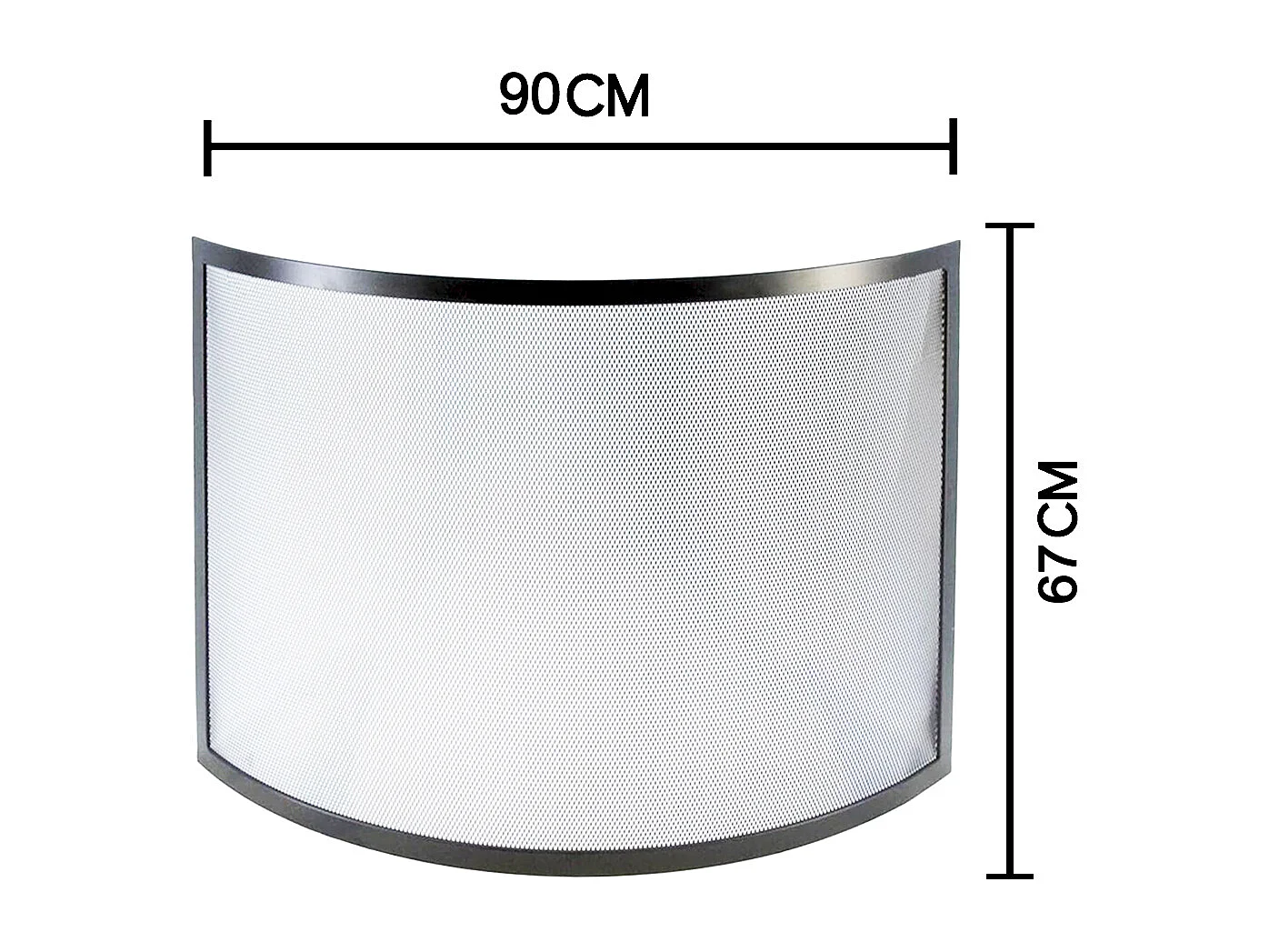 Grille de Protection, Pare-feu pour cheminée, courbe en Fer forgé couleur Noir - Hauteur 67 x Longueur 90 cm