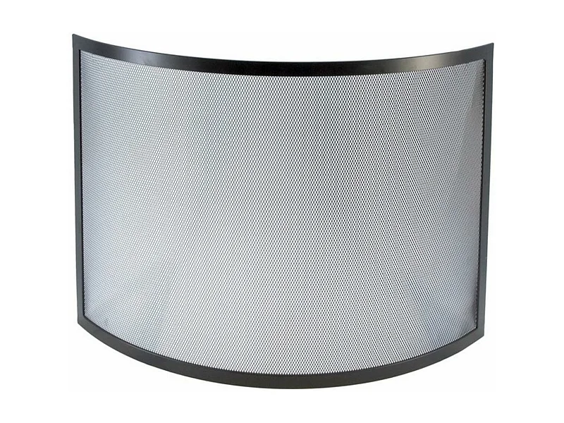 Grille de Protection, Pare-feu pour cheminée, courbe en Fer forgé couleur Noir - Hauteur 67 x Longueur 90 cm