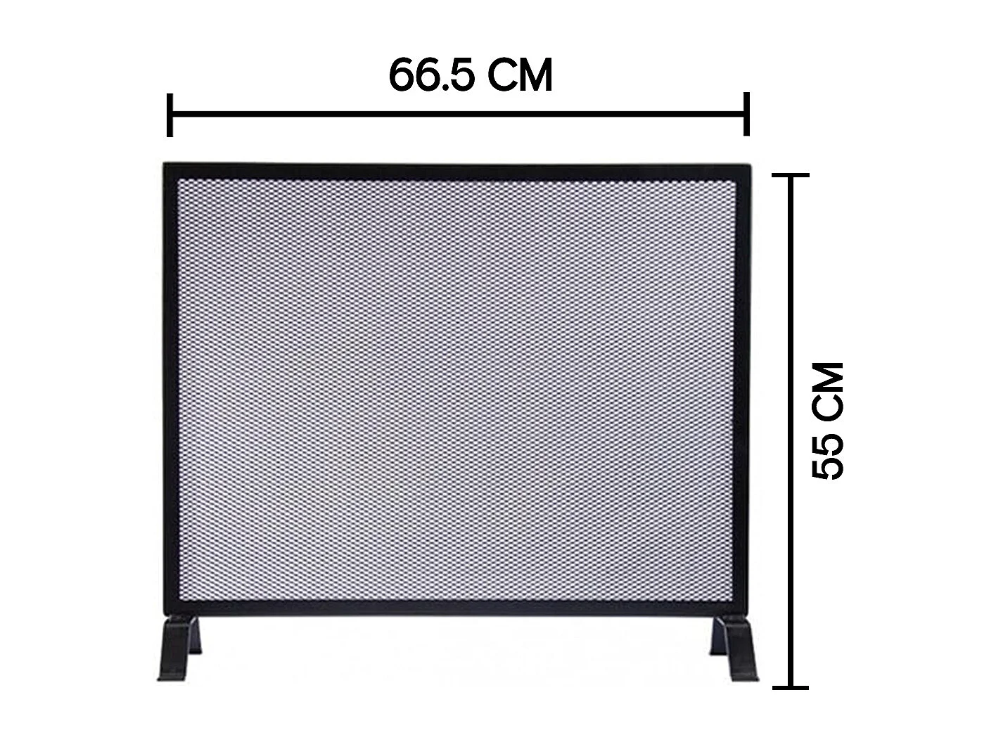 Grille de Protection, Pare-feu pour cheminée, en Fer forgé couleur Noir - Hauteur 55 x Longueur 66,5 cm