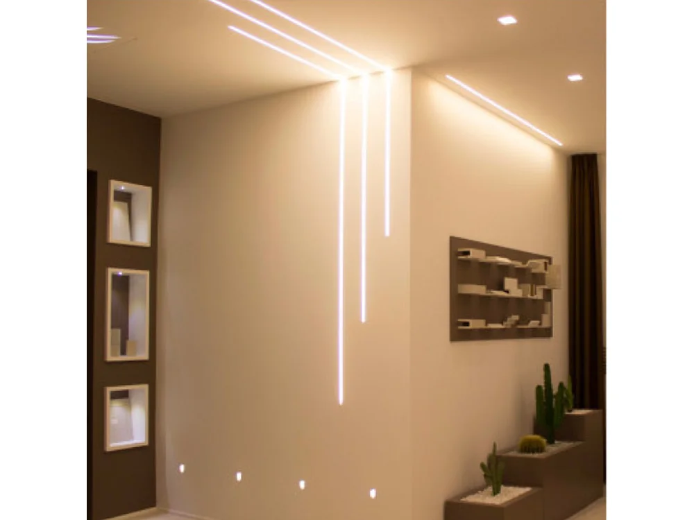 Perfil L de alumínio integrado para tiras de LED em gesso cartonado oculto