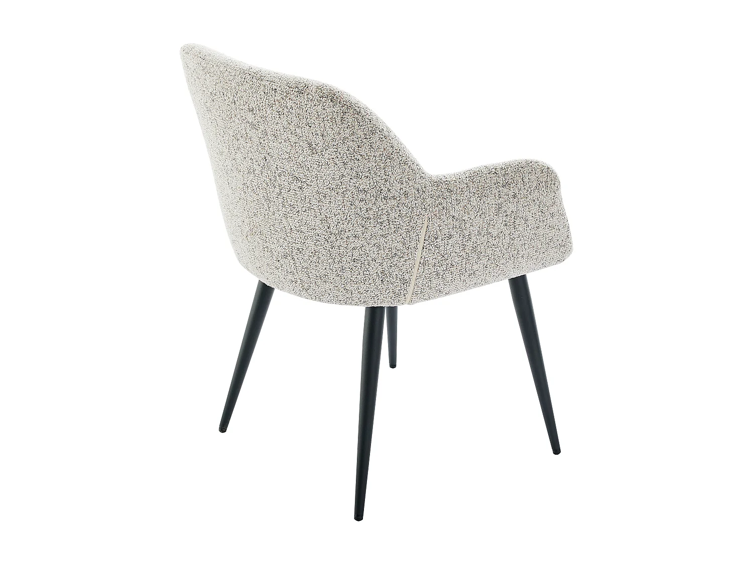 Lot de 6 chaises avec accoudoirs en tissu tweed et métal noir - Crème - HEKA