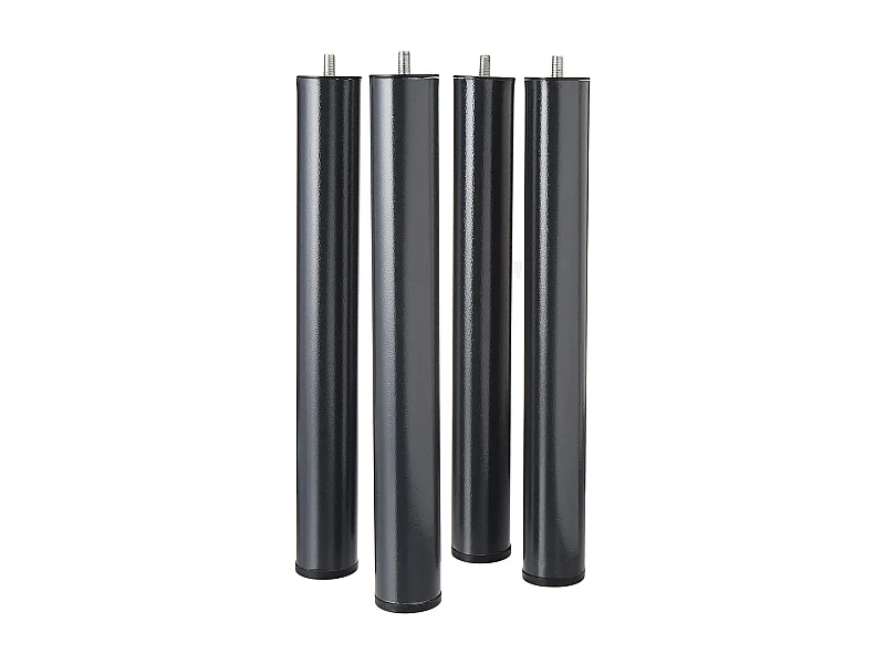 Lot de 4 pieds de lit à visser pour sommier tapissier couleur  noir - Hauteur 40 cm x diamètre 5 cm, pas de vis de 10 mm