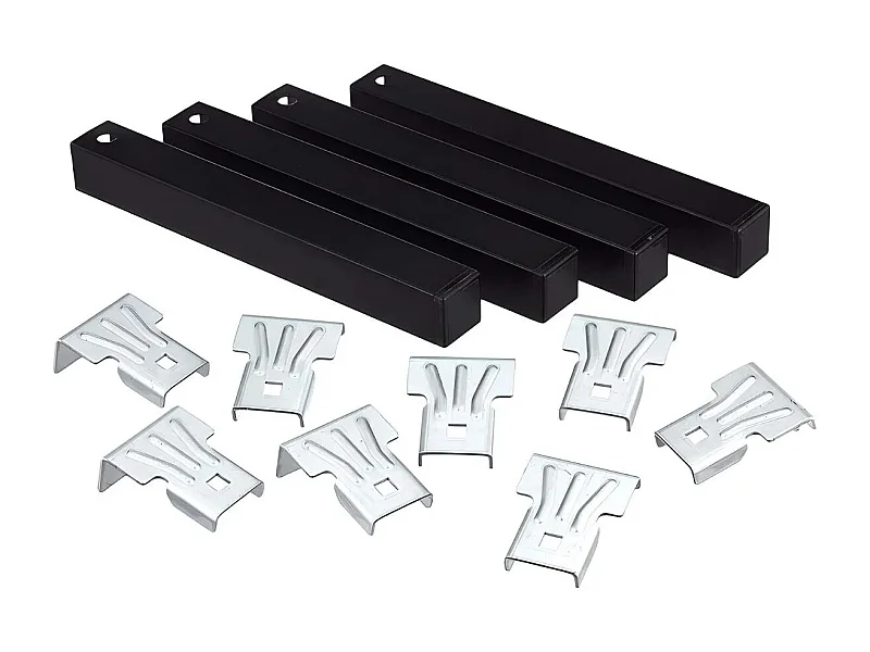 Lot de 4 pieds pour sommier en Métal sans roues couleur Noir - Hauteur 30 cm x 3 cm