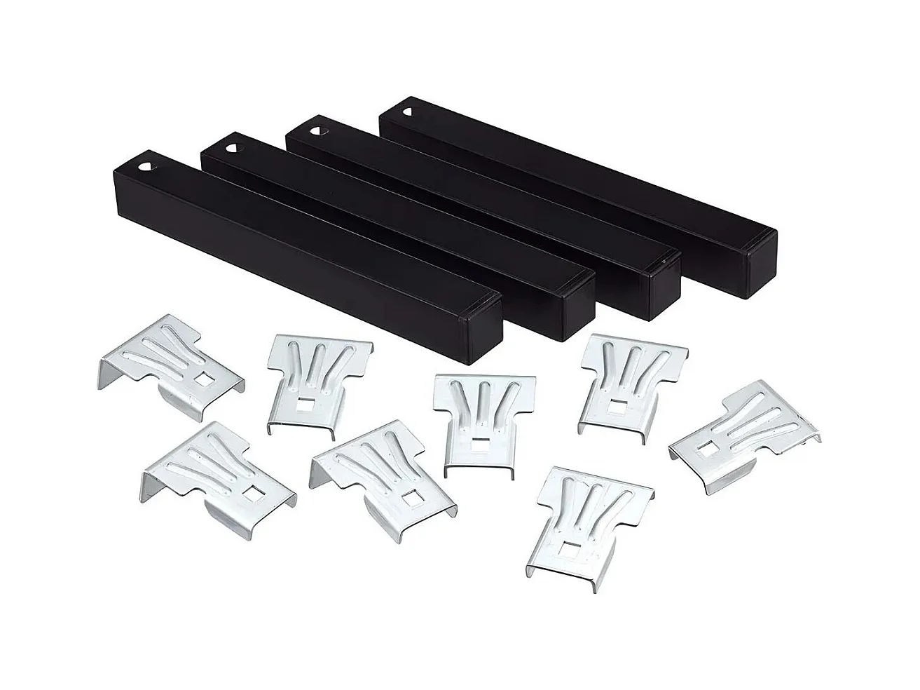 Lot de 4 pieds pour sommier en Métal sans roues couleur Noir - Hauteur 30 cm x 3 cm