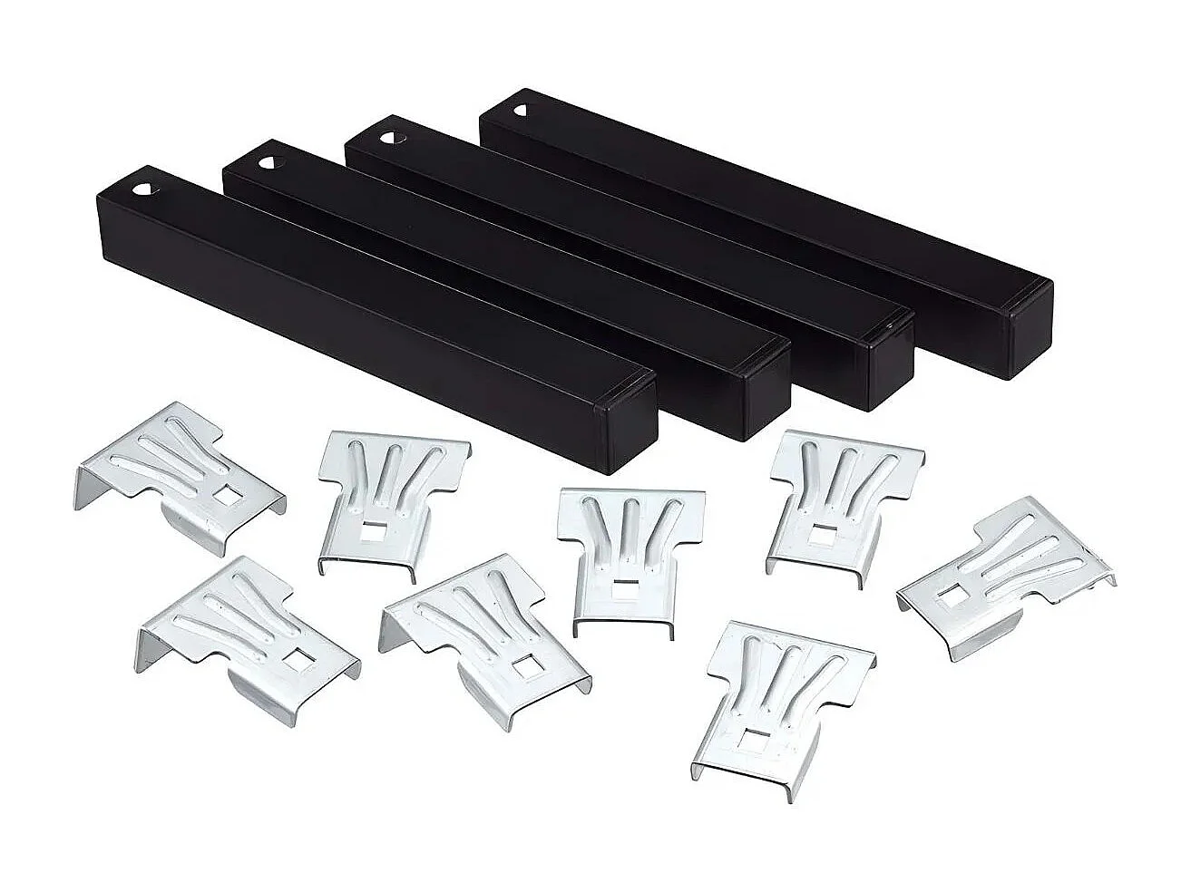 Lot de 4 pieds pour sommier en Métal sans roues couleur Noir - Hauteur 30 cm x 3 cm