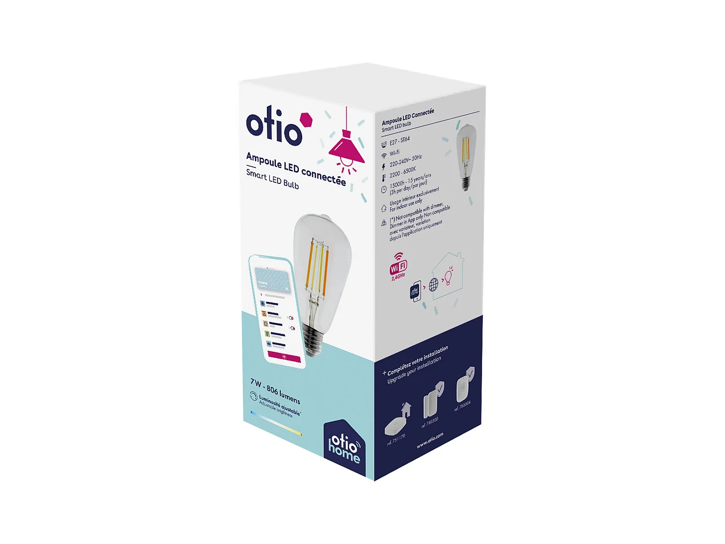 Ampoule connectée WIFI LED E27 7W - Otio