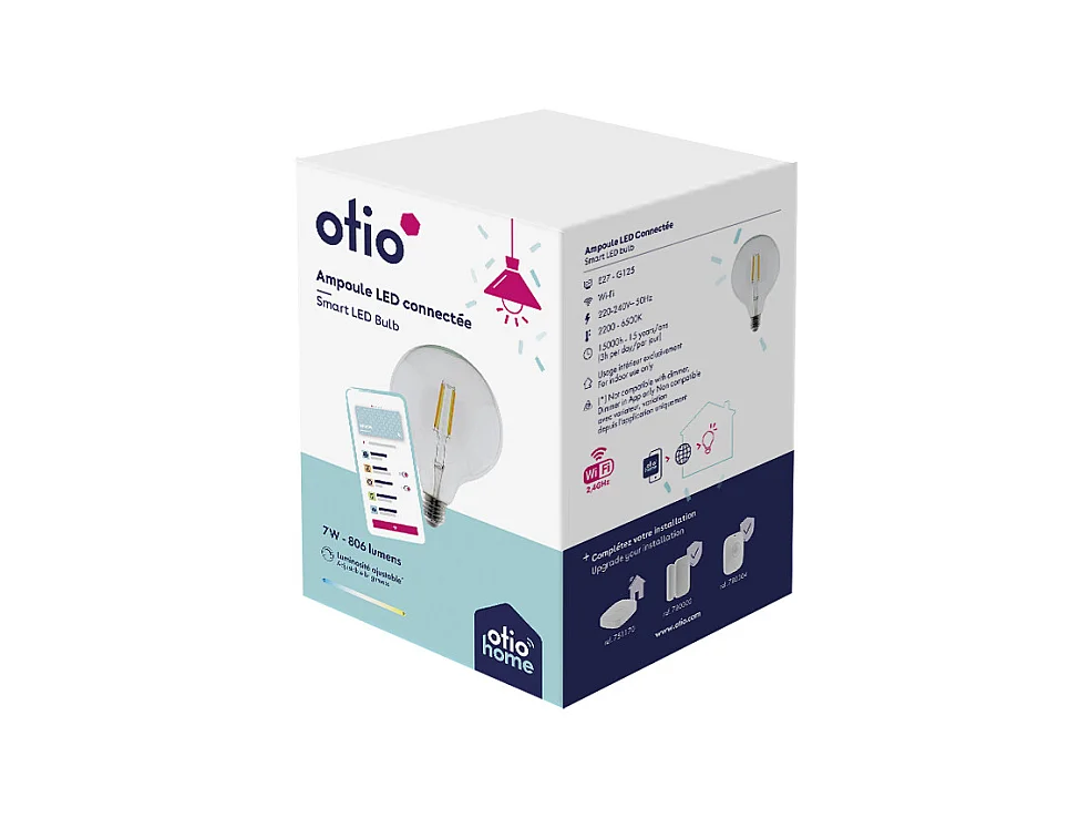 Ampoule connectée WIFI ronde LED Design G125 E27 7W - Otio