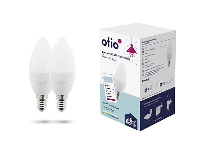 Pack de 2 ampoules LED connectées Bluetooth E14 5W - Otio