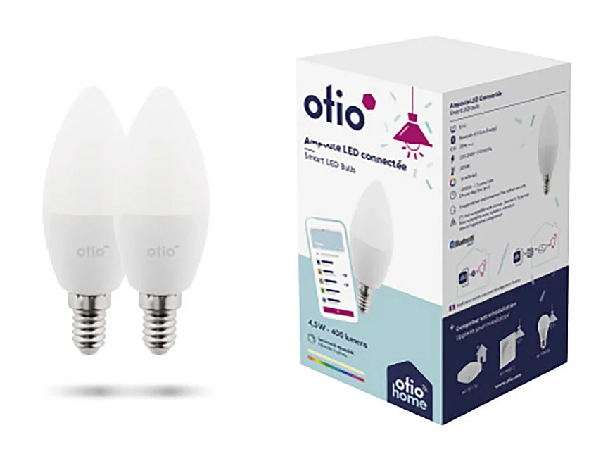 Pack de 2 ampoules LED connectées Bluetooth E14 5W - Otio