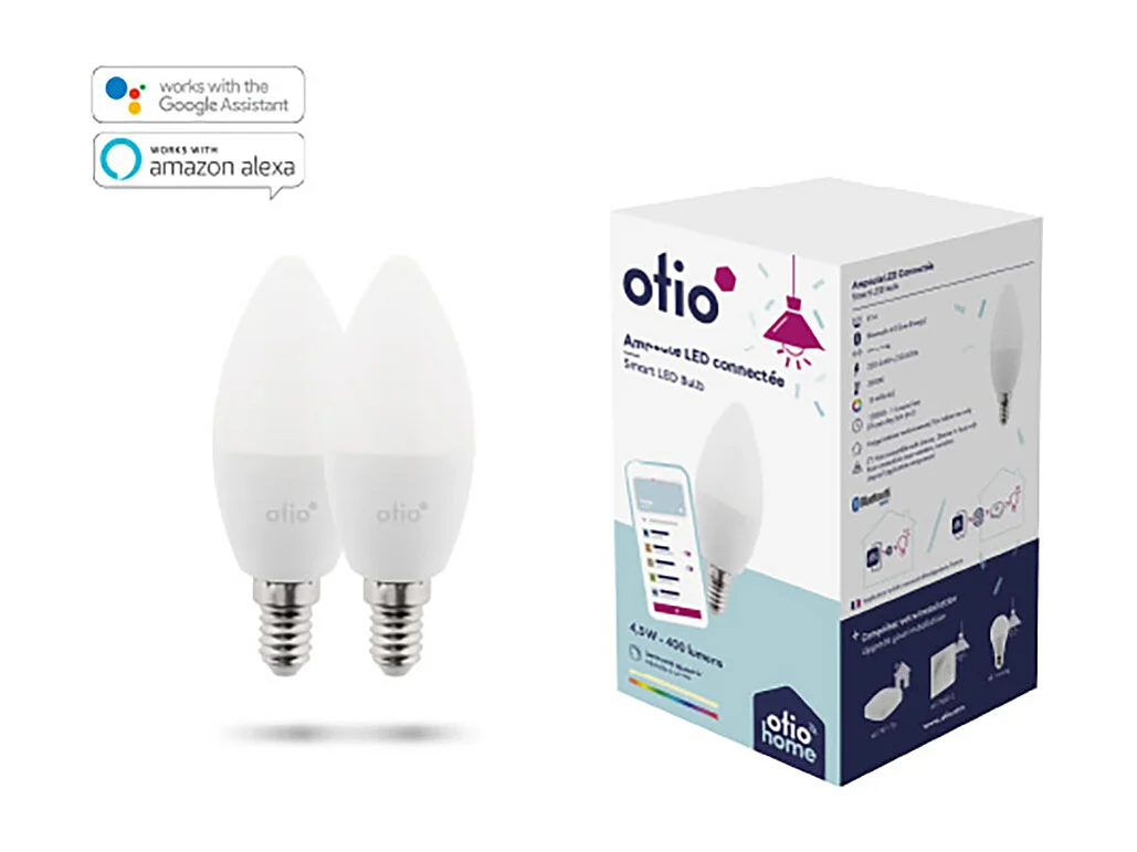 Pack de 2 ampoules LED connectées Bluetooth E14 5W - Otio