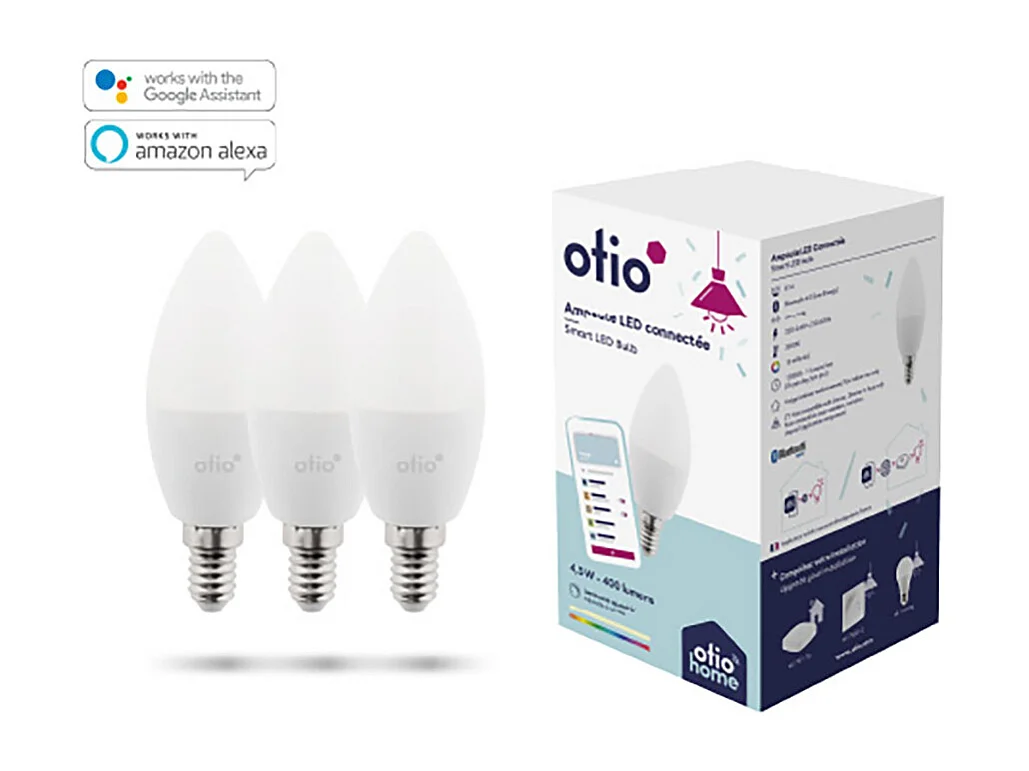 Pack de 3 ampoules LED connectées Bluetooth E14 5W - Otio
