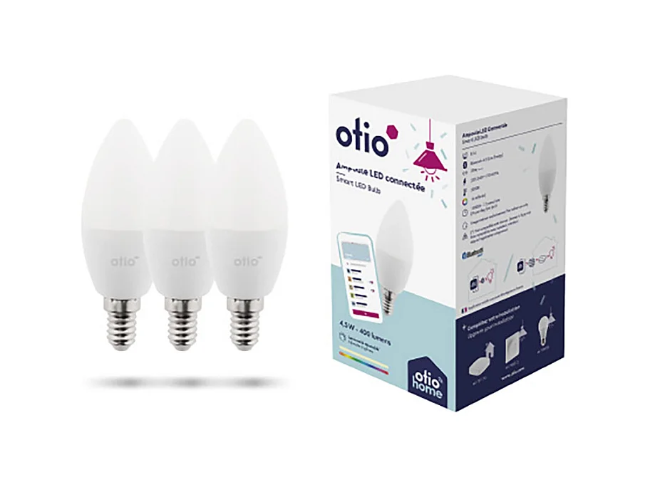Pack de 3 ampoules LED connectées Bluetooth E14 5W - Otio