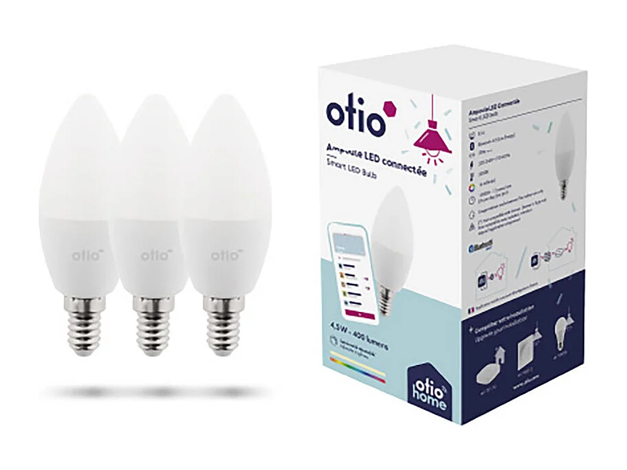 Pack de 3 ampoules LED connectées Bluetooth E14 5W - Otio