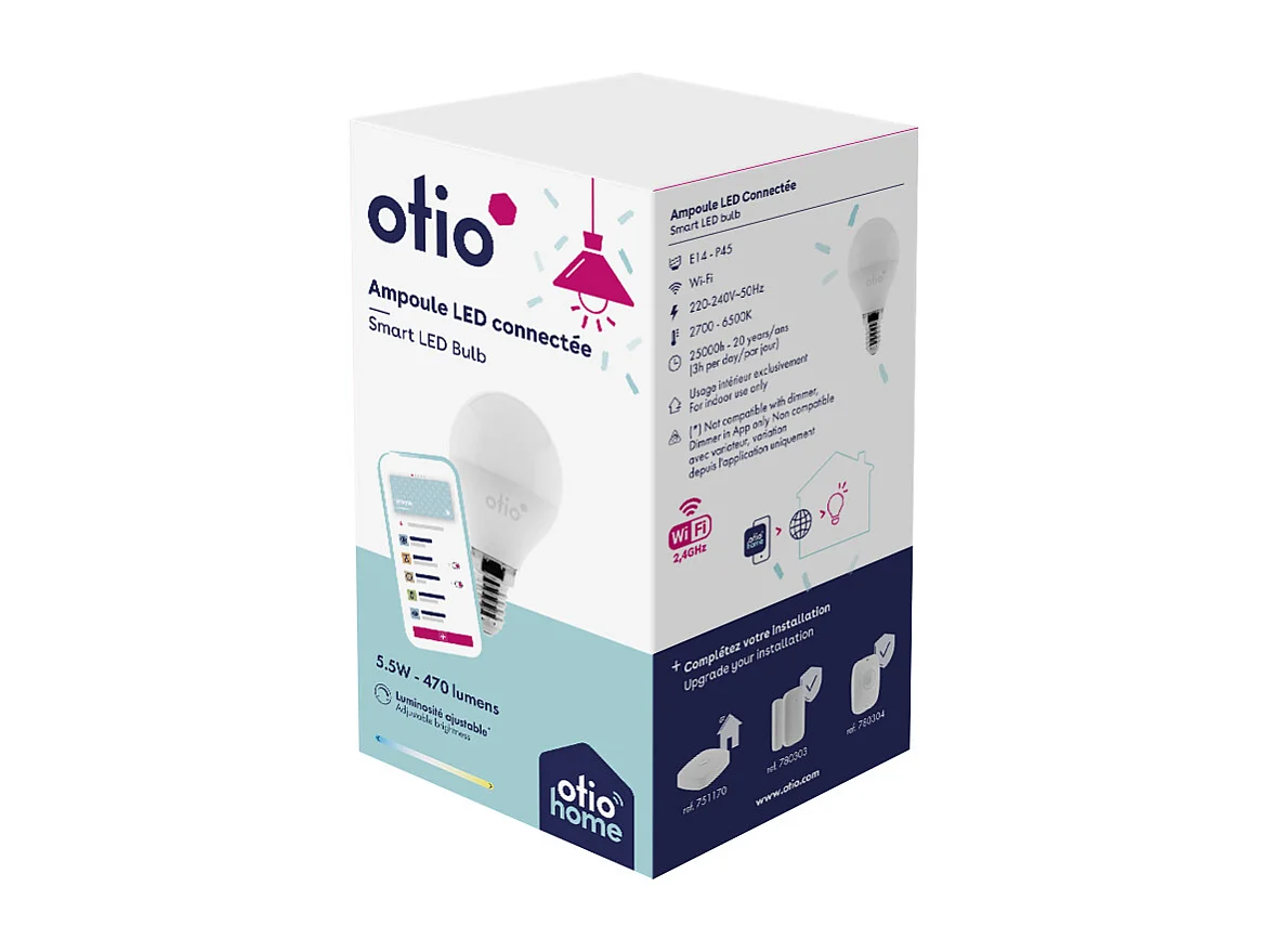 Ampoule connectée WIFI LED Globe E14 5,5W - Otio