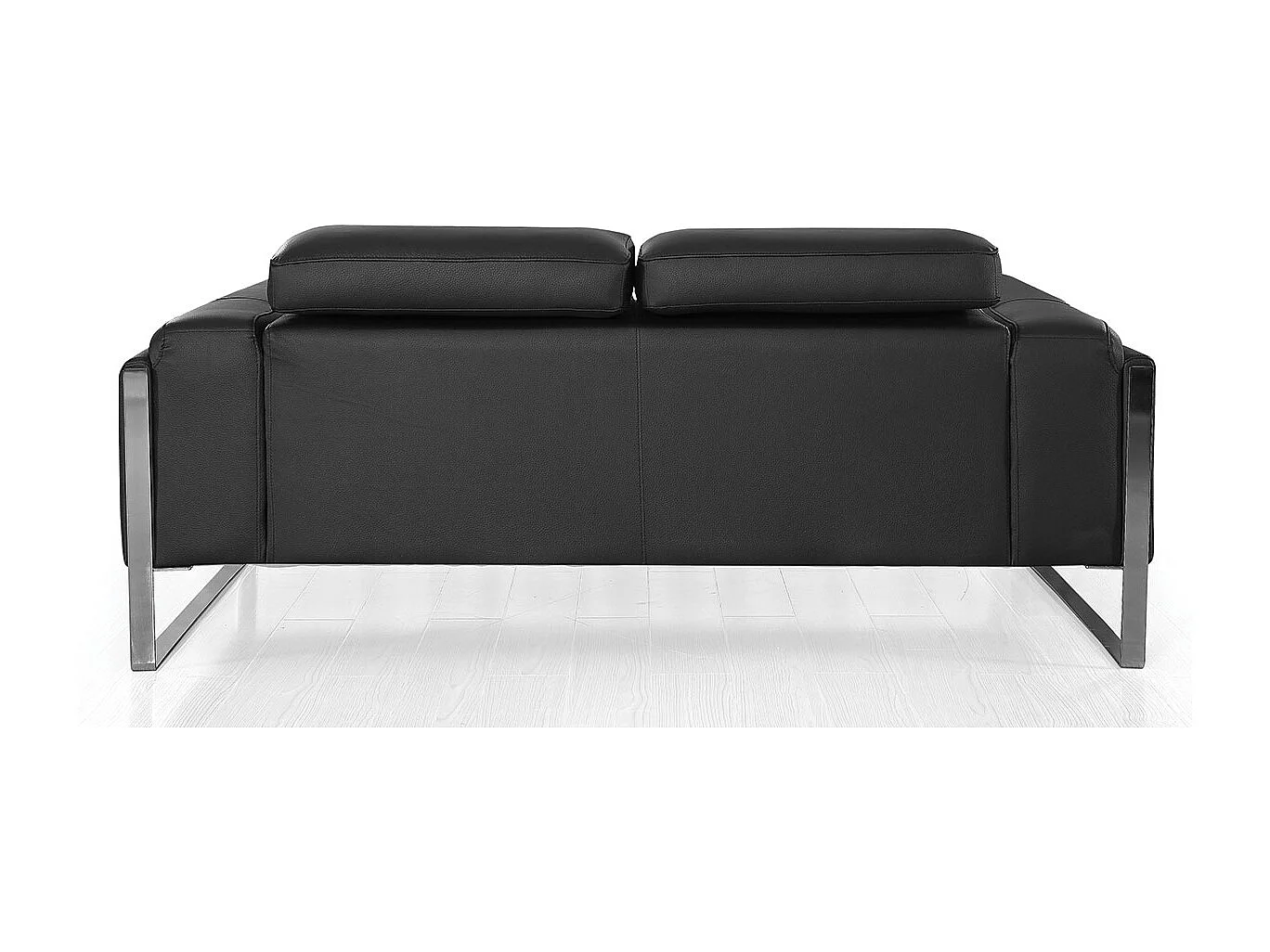 Canapé 2 places Cuir ALIYAH Noir - Angle Droit