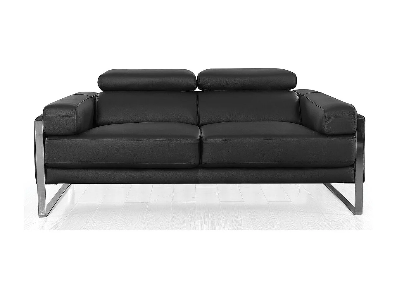 Canapé 2 places Cuir ALIYAH Noir - Angle Droit