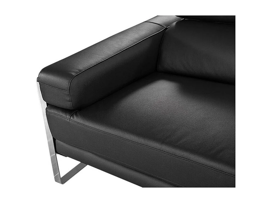Canapé 2 places Cuir ALIYAH Noir - Angle Droit