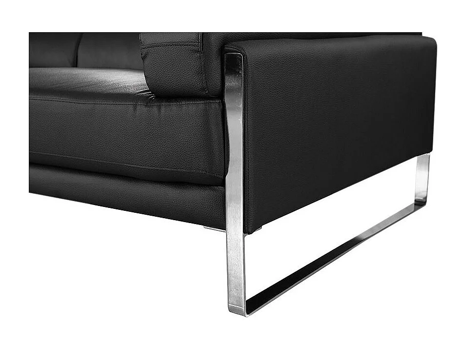 Canapé 2 places Cuir ALIYAH Noir - Angle Droit