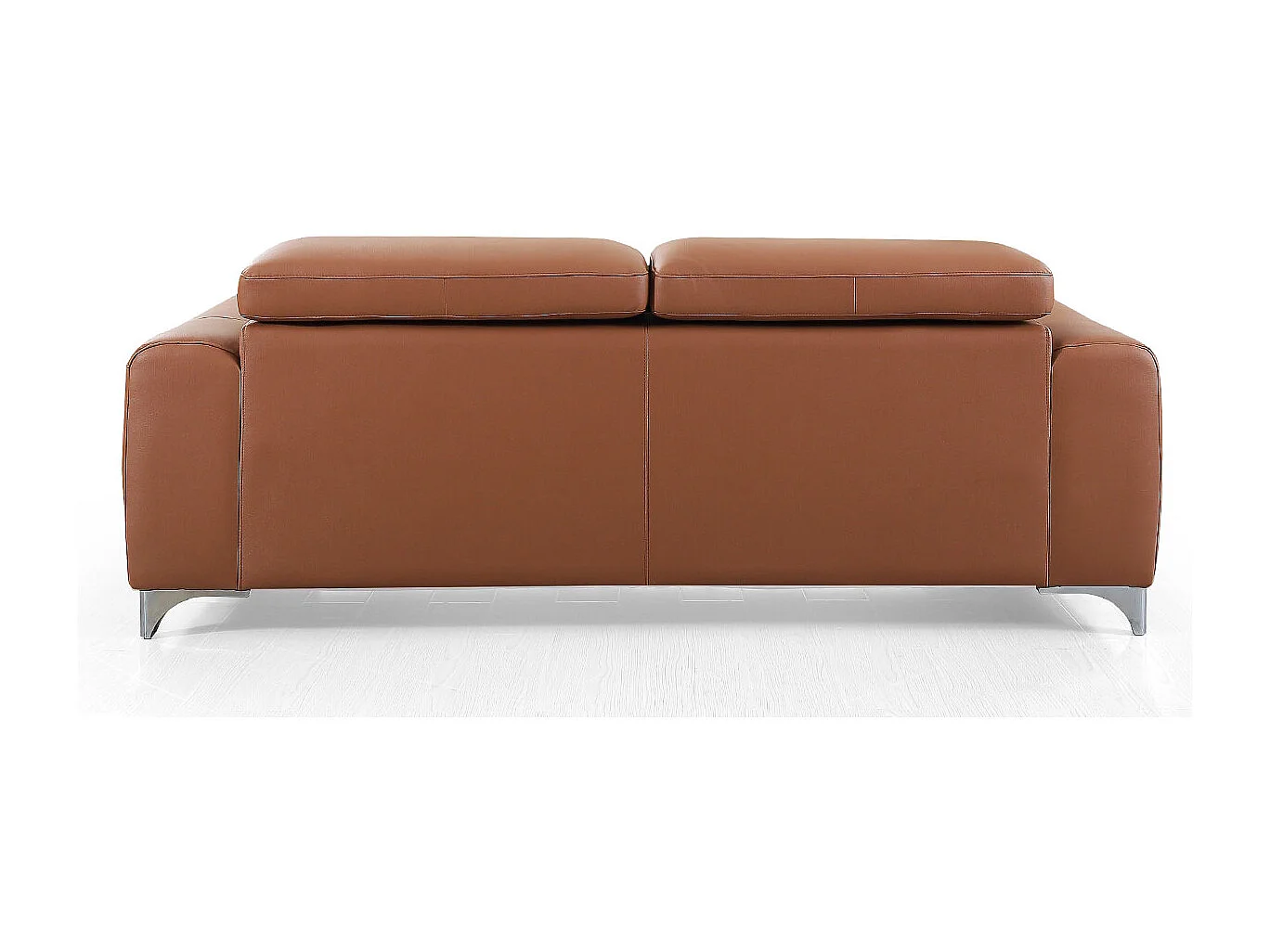 Canapé 3 places en cuir ZAARA - Cognac - Angle Droit