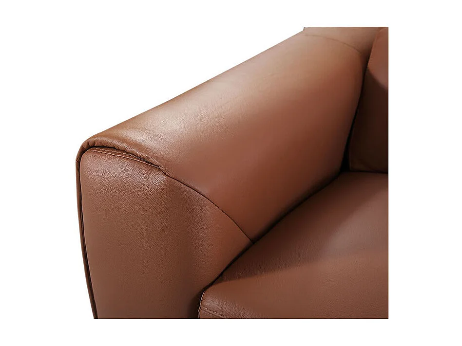 Canapé 3 places en cuir ZAARA - Cognac - Angle Droit