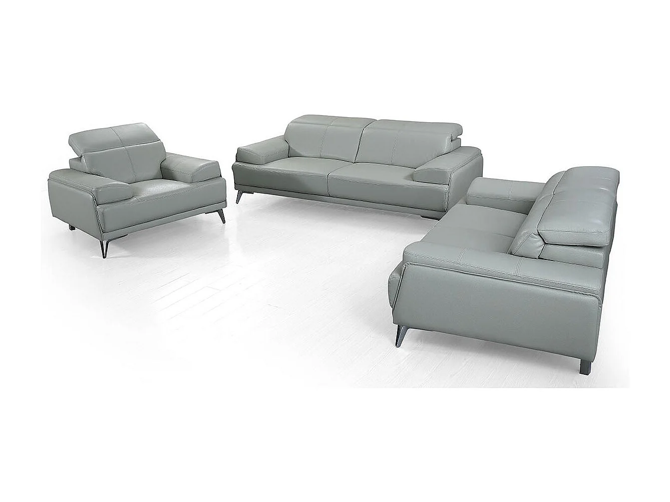 Fauteuil cuir Design GARLIK Gris perle