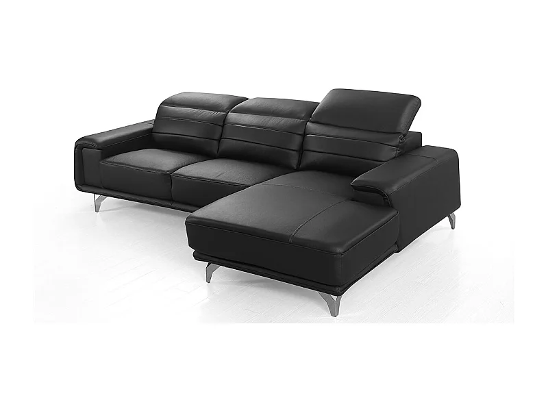 Canapé d'angle en cuir KARL Noir - Angle Droit