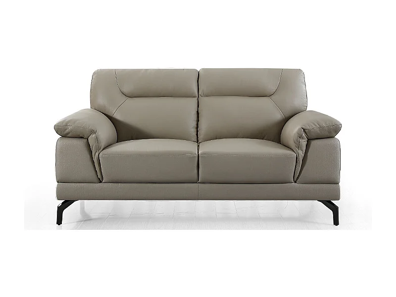 Canapé 2 places Cuir BRODY Beige - Angle Droit