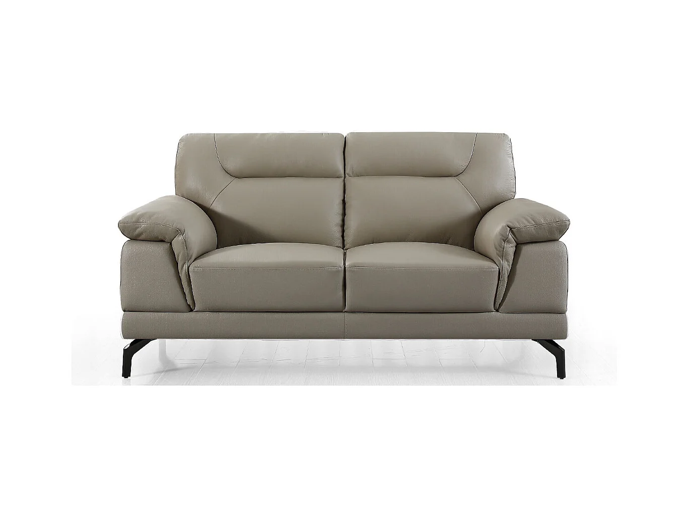 Canapé 2 places Cuir BRODY Beige - Angle Droit