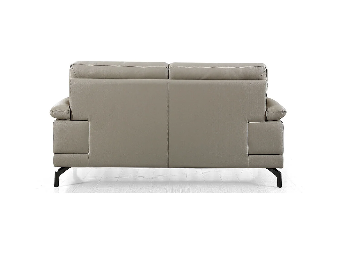 Canapé 2 places Cuir BRODY Beige - Angle Droit