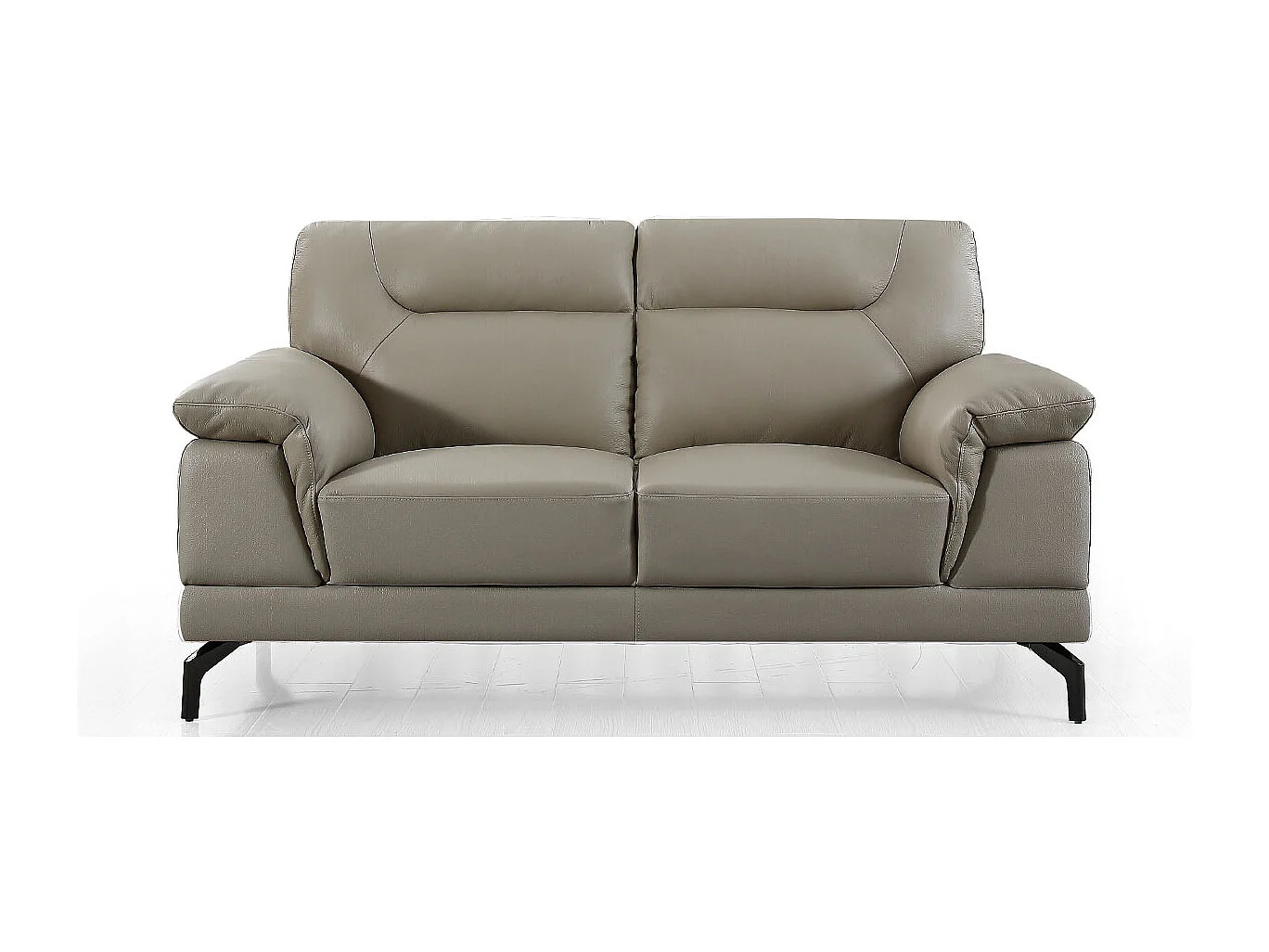 Canapé 2 places Cuir BRODY Beige - Angle Droit