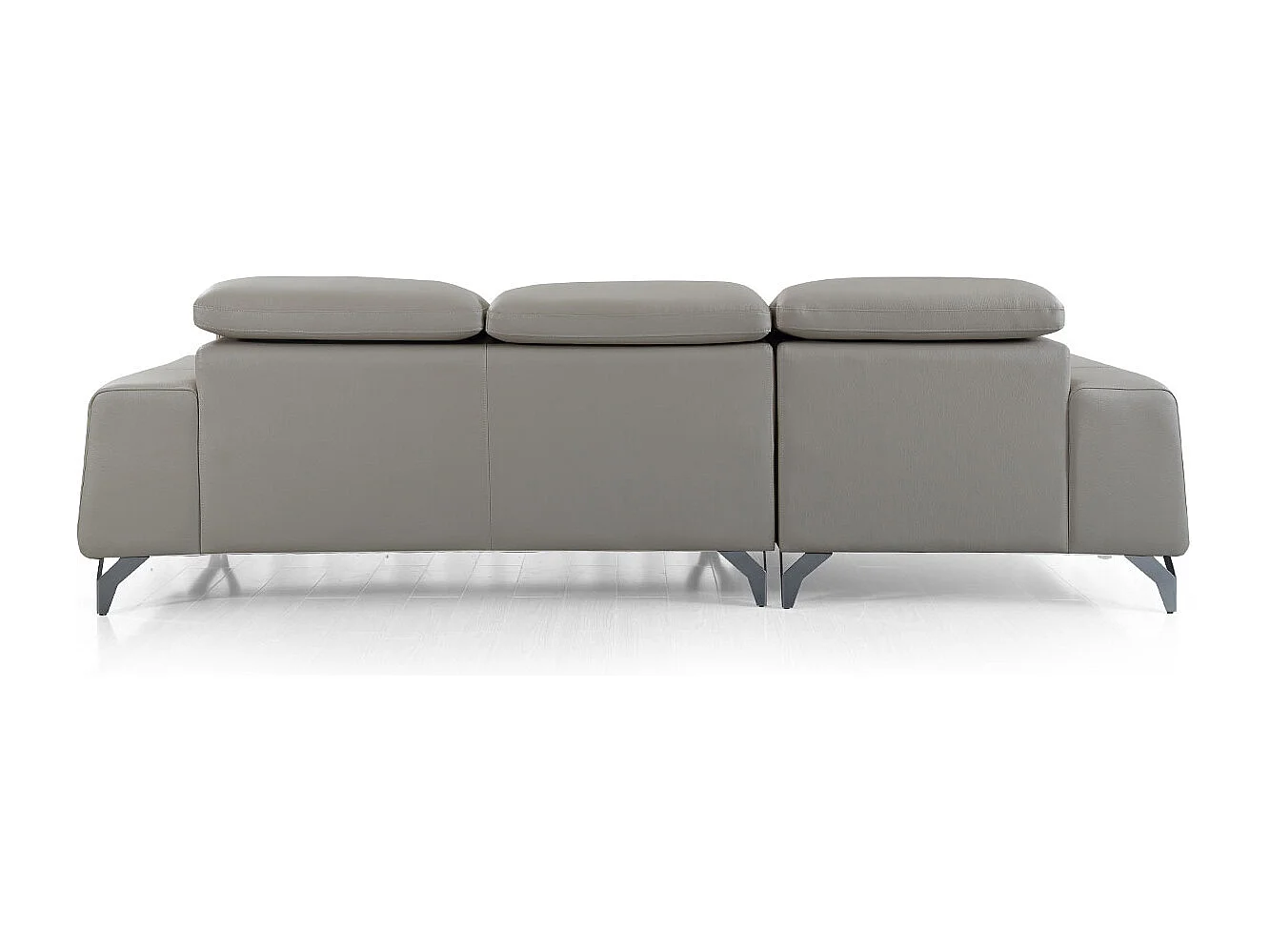 Canapé d'angle en cuir KARL Beige - Angle Droit