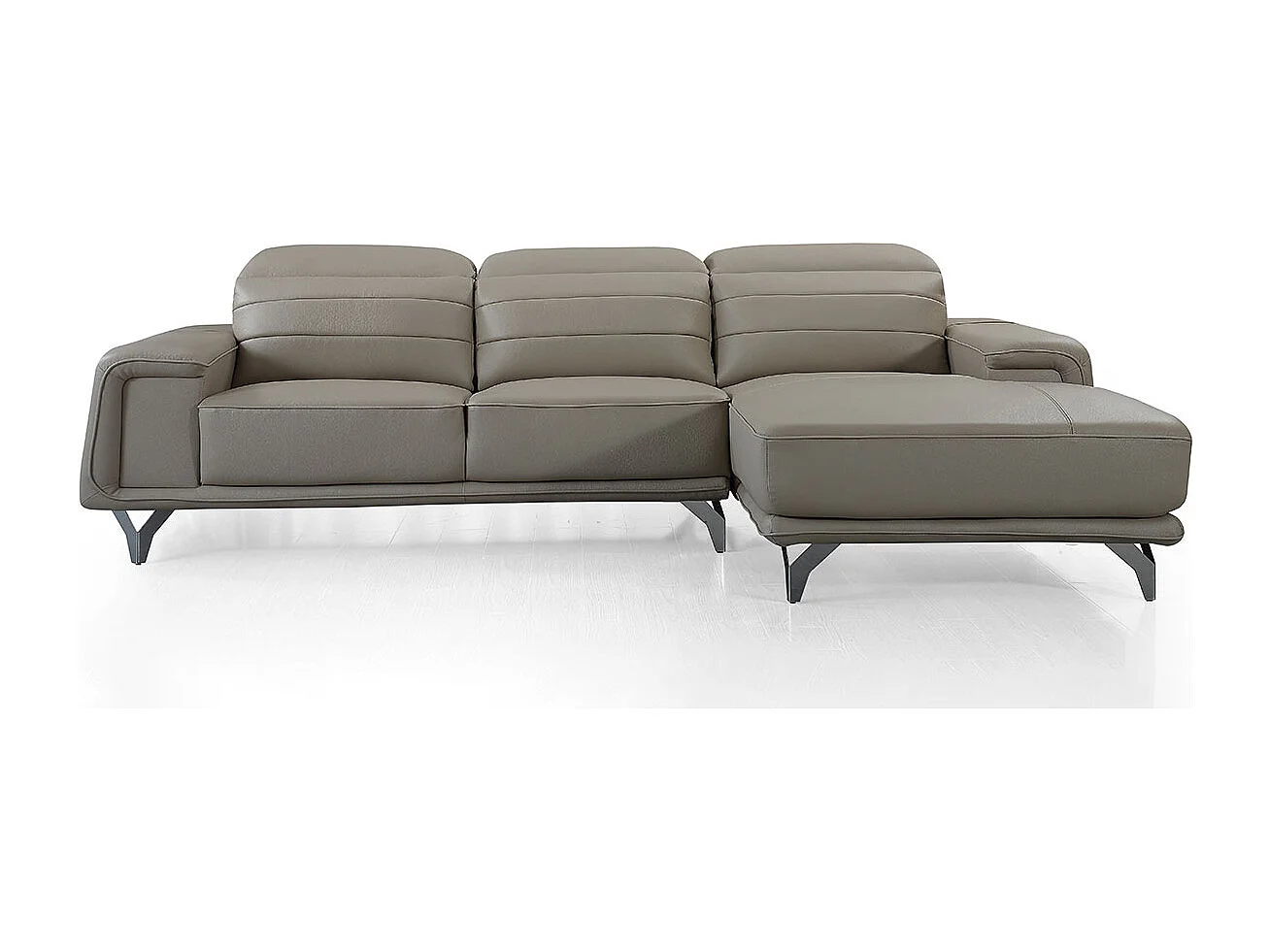 Canapé d'angle en cuir KARL Beige - Angle Droit